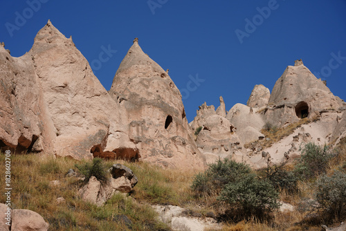 Rock Formations in Zelve Valley, Nevsehir, Turkiye