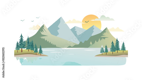 winter landscape with mountains