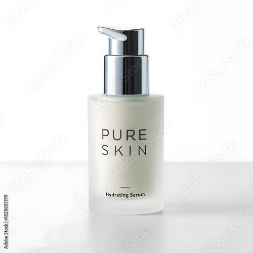 Pure skin hydrating serum bottle isolated on white background for skincare routine