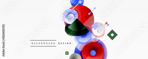 Abstract geometric shapes, vibrant colors, dynamic composition. Modern design elements create interesting visual texture.