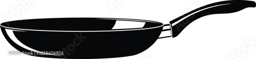 Black non-stick frying pan silhouette vector illustration isolated on white background for kitchen cookware logo or cooking restaurant menu design