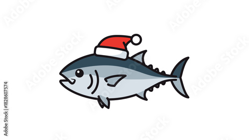 Festive Toucan Cartoon with Christmas Lights and Santa Hat for Holiday Cheer