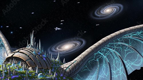 Futuristic Space City - A Journey Through the Cosmos.