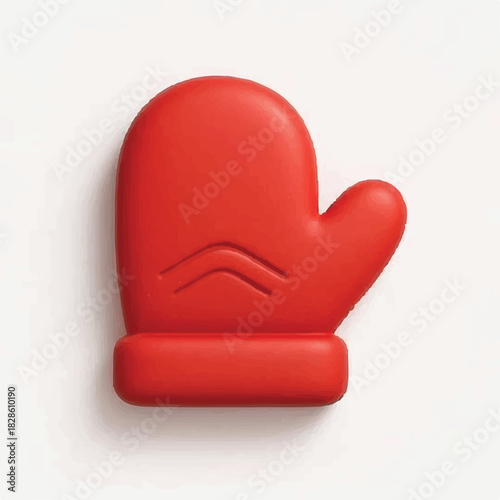 Red Oven Mitt Icon – Stylized Kitchen Safety Symbol for Cooking and Baking Themes
