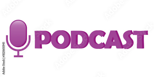 Podcast soundwave icon. Shiny vector speech bubble. Audio frequency graphic. Text Podcast typography.