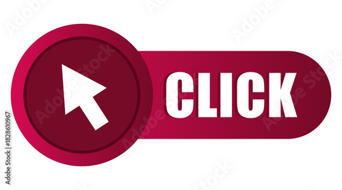 Click button icon. Cursor arrow action. Interactive Vector element. Pointer selection tag.