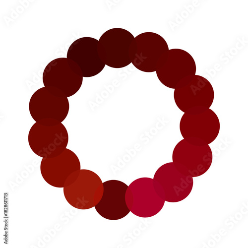 Maroon circle palette. Gradient color shades. Round form Vector. Deep tonal range