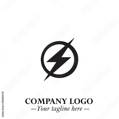 Sleek Electrical Logo Symbol on a Clean White Background for Modern Branding Design Elements Art