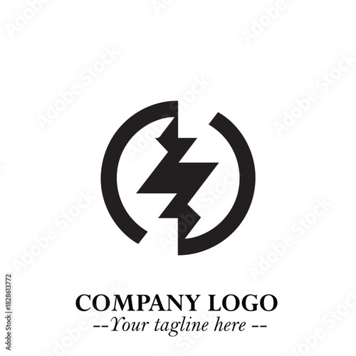 Sleek Electrical Logo Symbol on a Clean White Background for Modern Branding Design Elements Art