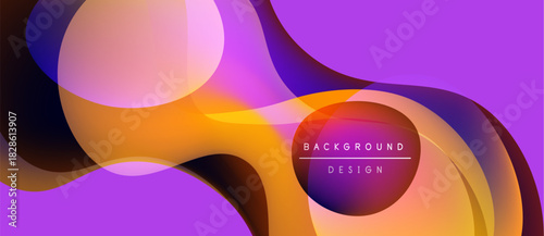 Abstract fluid shapes, vibrant purple, orange hues. Modern design, dynamic composition, smooth gradients create visual interest. Background element.