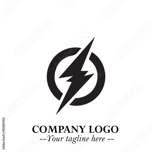 Sleek Electrical Logo Symbol on a Clean White Background for Modern Branding Design Elements Art