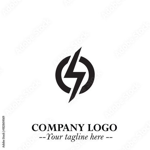 Sleek Electrical Logo Symbol on a Clean White Background for Modern Branding Design Elements Art