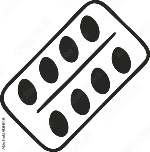 Hand drawn illustration of a blister pack of pills