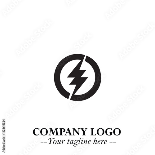 Sleek Electrical Logo Symbol on a Clean White Background for Modern Branding Design Elements Art