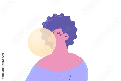 Chewing blowing bubble gum concept