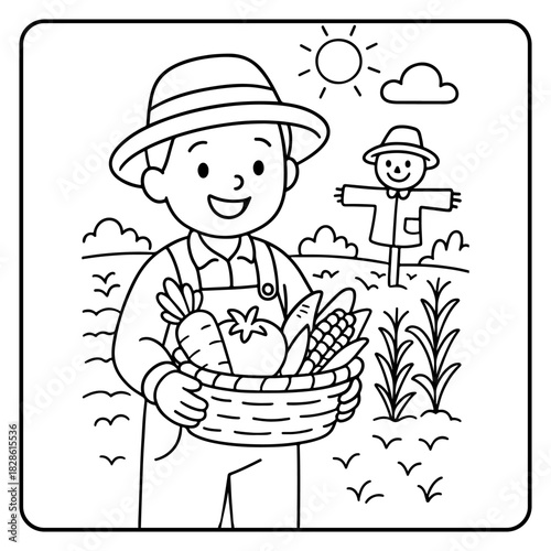 Farmer Cute profession Children coloring page