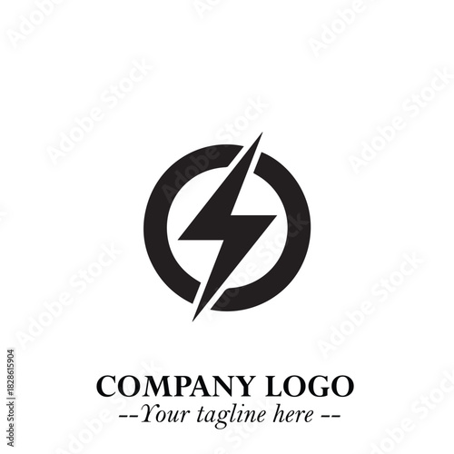 Sleek Electrical Logo Symbol on a Clean White Background for Modern Branding Design Elements Art
