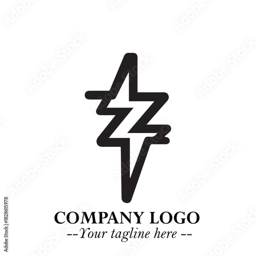 Sleek Electrical Logo Symbol on a Clean White Background for Modern Branding Design Elements Art
