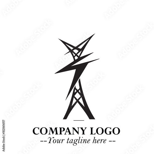 Sleek Electrical Logo Symbol on a Clean White Background for Modern Branding Design Elements Art
