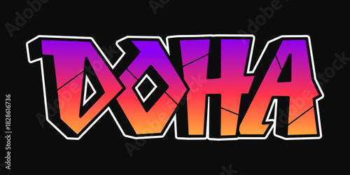 Doha word modern graffiti street art typography design