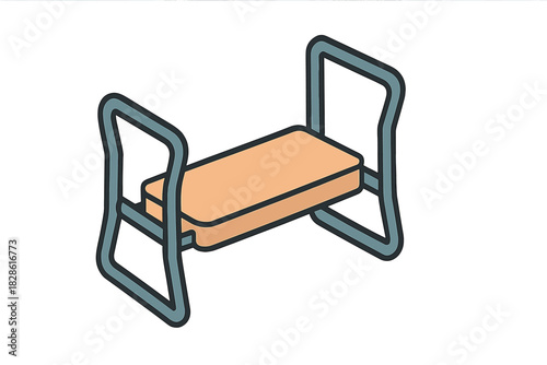 Modern low bench or step stool featuring a sturdy metal frame and padded seat