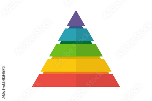 Colorful six-step pyramid chart for business presentation and hierarchical structure