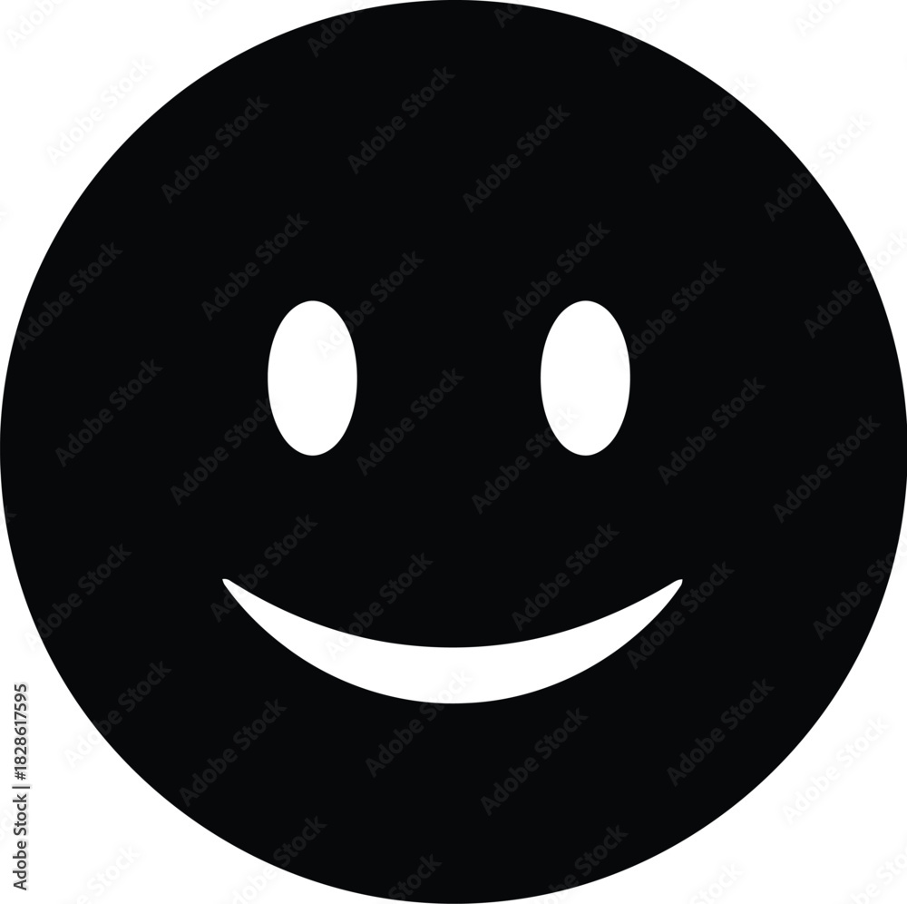 Fototapeta premium Simple black smiley face icon with eyes and mouth