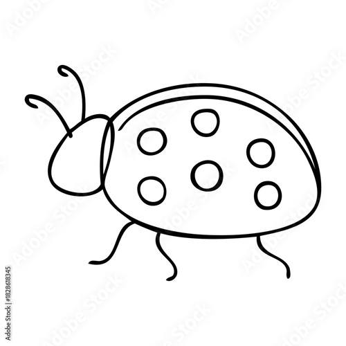 Dibujo de línea continua de mariquita 