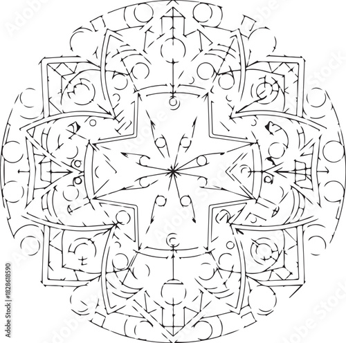 Minimal Geometric Star Motif  Vector