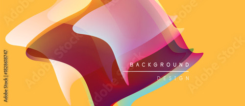 Abstract colorful shapes overlap, creating dynamic visual effect. Background features gradient hues, modern design elements.