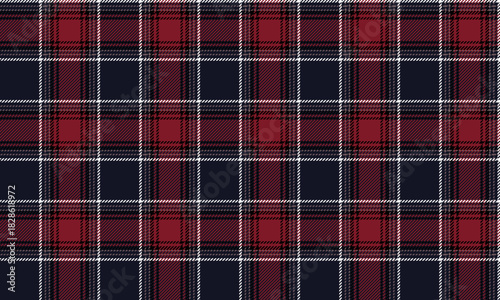 Seamless plaid pattern, navy, red, white, classic modern design, suitable for designing clothes, skirts, pants, adding a distinctive and fashionable touch.