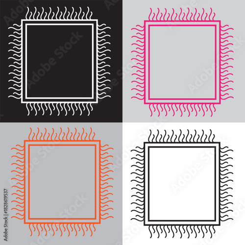 Hand drawn ink vintage frames. Stamp or letter mark frames for greeting cards, wedding, birthday party.