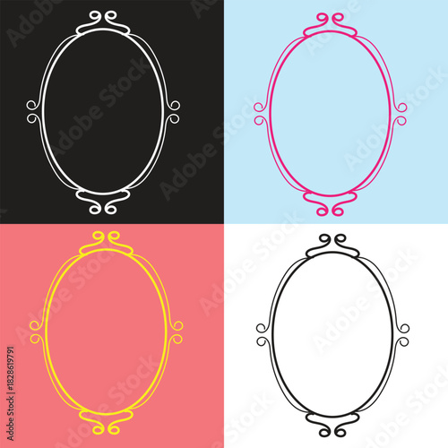 Hand drawn ink vintage frames. Stamp or letter mark frames for greeting cards, wedding, birthday party.