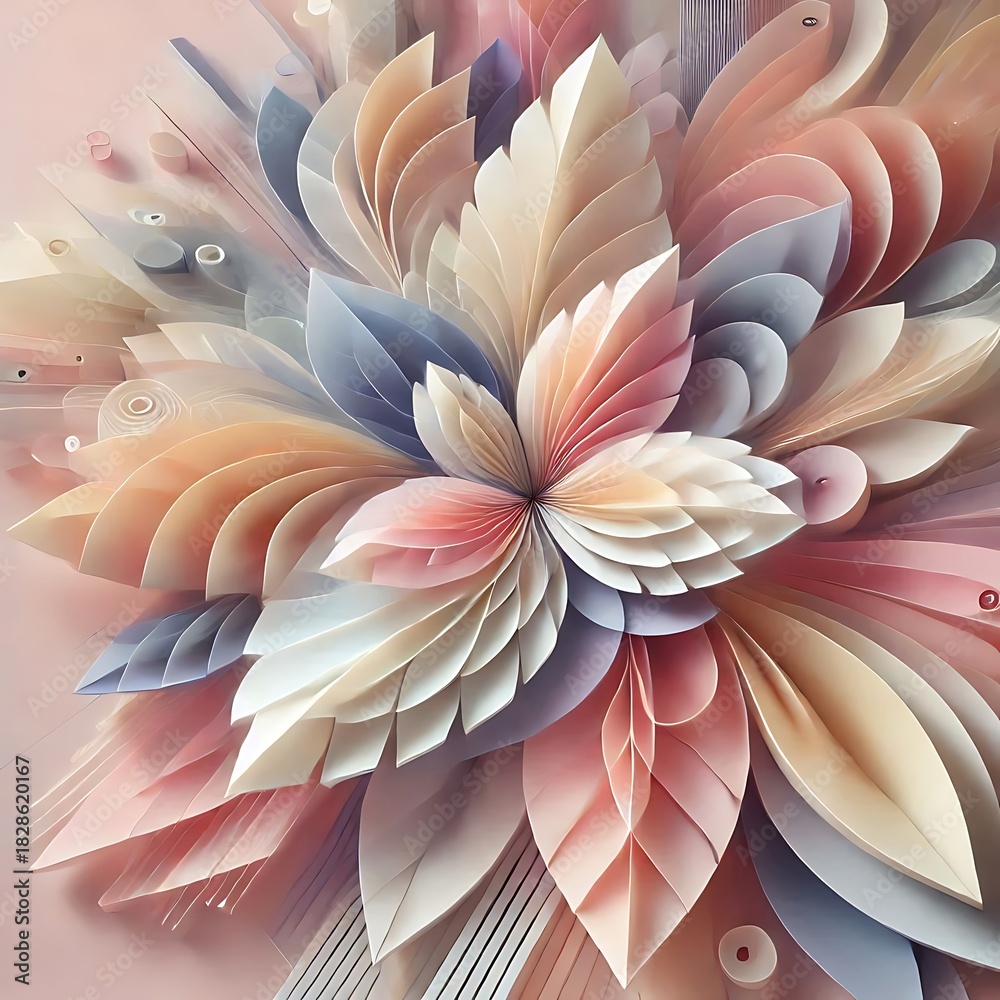custom made wallpaper toronto digitalAbstract Floral Paper Petal Burst In Soft Pastel Colors For Creative Backgrounds And Design.Generative AI