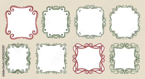 Set of elegant rustic hand-drawn vector frames, perfect for invitations and design projects.