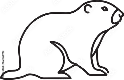 Simple line art illustration of a groundhog sitting