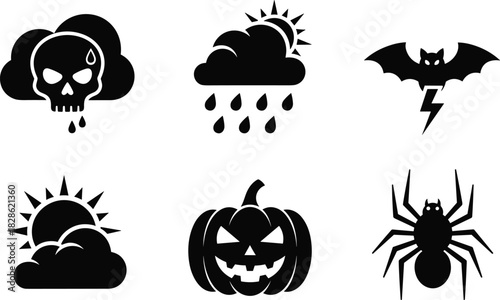 Black and white howling wolf silhouette standing on rocky cliff in woodcut style, isolated cad drawing flat vector illustration design