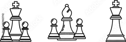 Chess Pieces King Bishop Pawns Outline Icons aac431ee565b2f0aa0647956ac902495dr