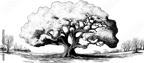 Intricate tree silhouette with branching cellular pattern for design and decor