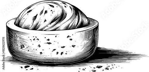 Decorative illustration carved soapstone ornament engraved vintage sketch hand drawn.
