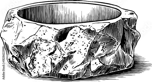 Vintage decorative carved stone ring design for print or poster