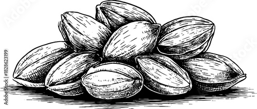 Decorative engraving of desert palm seed cluster - vintage botanical art design