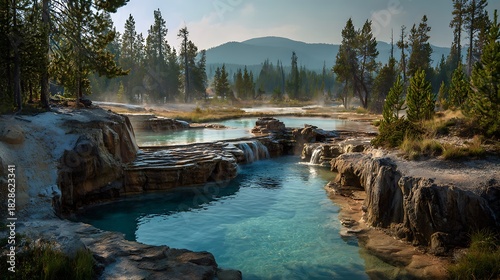 Thermal Springs Tranquility Serene Landscape in Yellowstone National Park