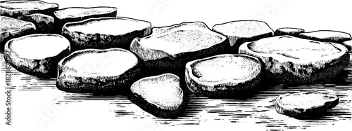 Engraved decorative illustration of repeating pebble pattern for design and decoration