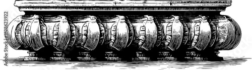 Vintage ribbed frieze engraving design for decorative art and architectural elements