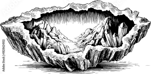Decorative illustration of a river geode with rugged texture for design and decor