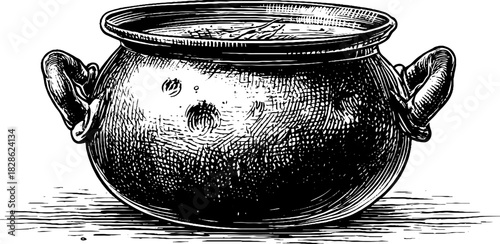 Rustic clay grain cookie pot illustration - vintage decor for culinary art and design