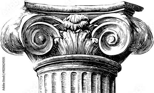 Vintage abstract column capital design for decorative architecture projects