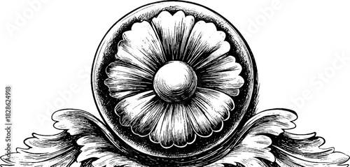 Intricate decorative stone rosette design for artistic and architectural use