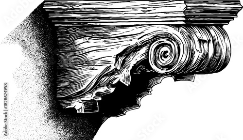 Vintage carved wooden corner bracket engraving design for decorative use